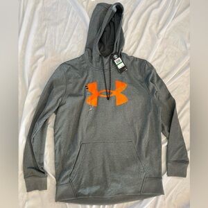 435 NWT Under Armour Gray Hoodie with Orange Logo Cold Gear